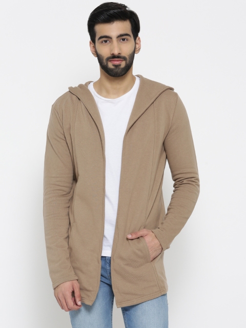 

FOREVER 21 Men Brown Solid Hooded Sweatshirt