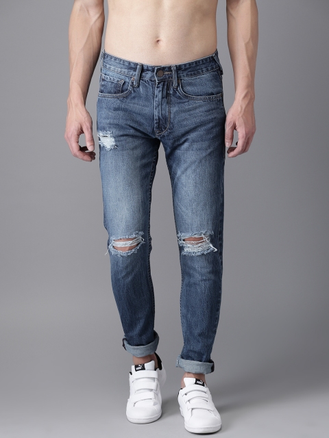

HERE&NOW Men Blue Slim Fit Mid-Rise Highly Distressed Jeans