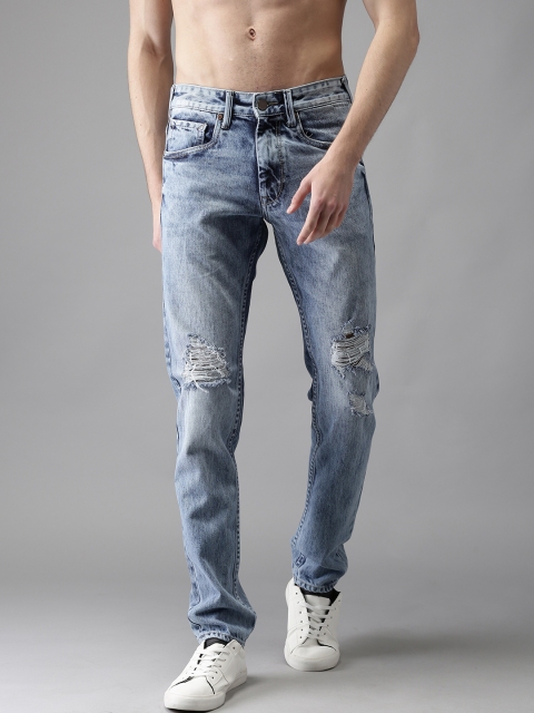

HERE&NOW Men Blue Slim Fit Mid-Rise Mildly Distressed Jeans