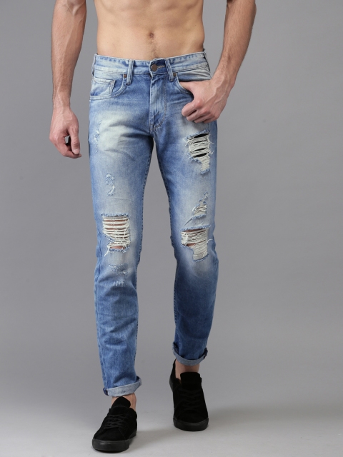 

HERE&NOW Men Blue Slim Fit Mid-Rise Mildly Distressed Jeans