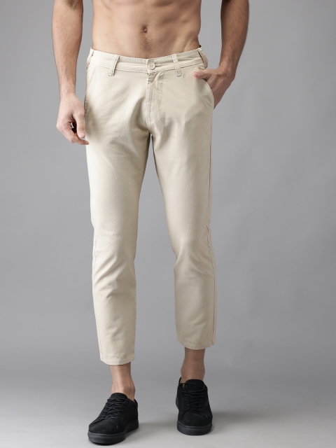 

Moda Rapido Men Beige Slim Fit Solid Cropped Chinos