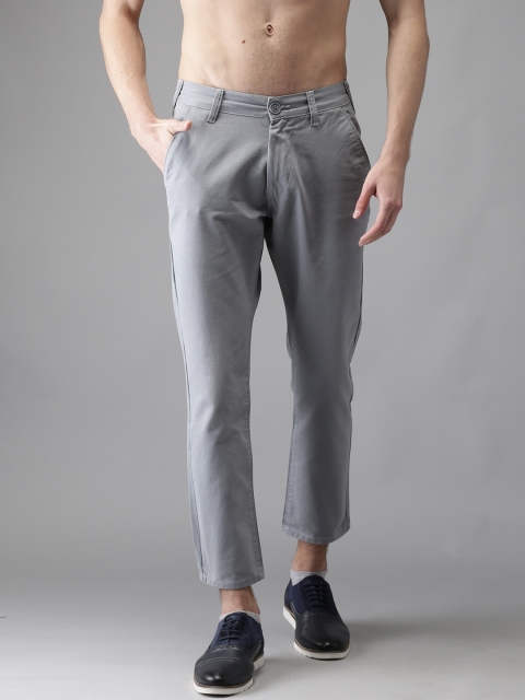 

Moda Rapido Men Grey Slim Fit Solid Cropped Chinos