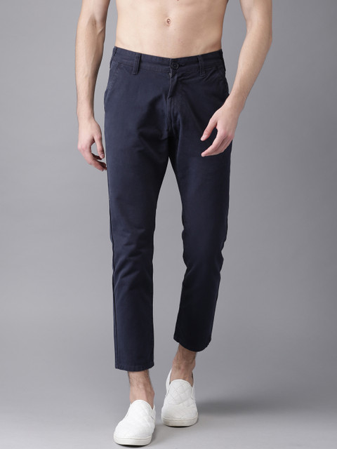 

Moda Rapido Men Navy Blue Slim Fit Solid Cropped Chinos