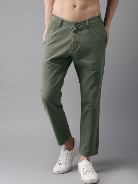 

Moda Rapido Men Olive Green Slim Fit Solid Cropped Chinos