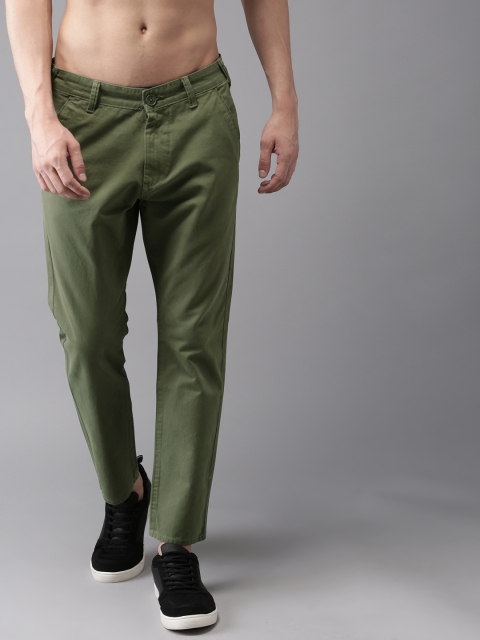 

Moda Rapido Men Olive Green Slim Fit Solid Cropped Chinos