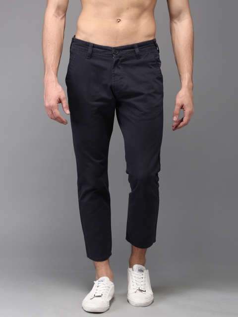 

Moda Rapido Men Navy Blue Slim Fit Solid Cropped Chinos