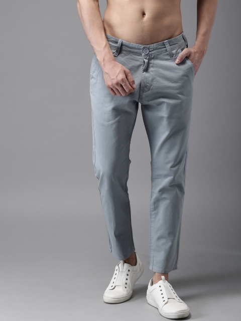 

Moda Rapido Men Grey Slim Fit Solid Cropped Chinos