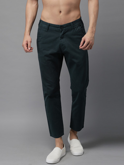 

Moda Rapido Men Navy Slim Fit Solid Cropped Chinos, Navy blue