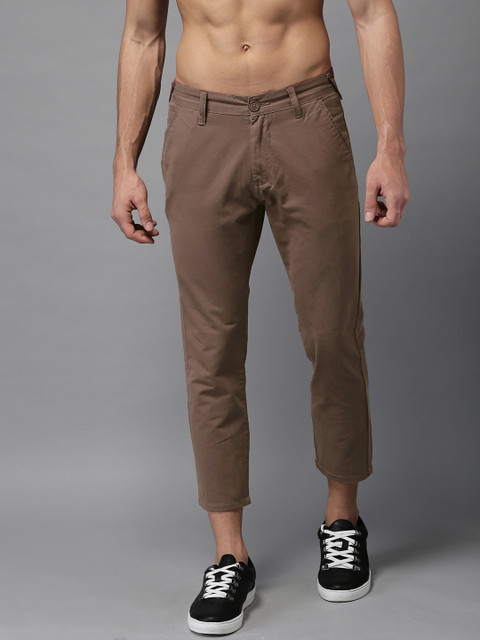 

Moda Rapido Men Brown Slim Fit Solid Cropped Chinos