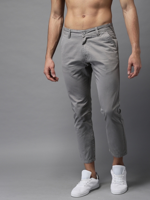 

Moda Rapido Men Grey Slim Fit Solid Cropped Chinos