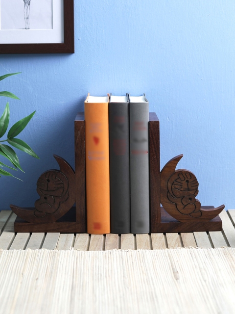 

VarEesha Brown Doremon Sheesham Wooden Book Ends