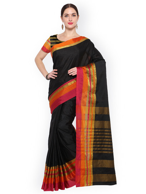 

Satrani Black Solid Silk Blend Saree