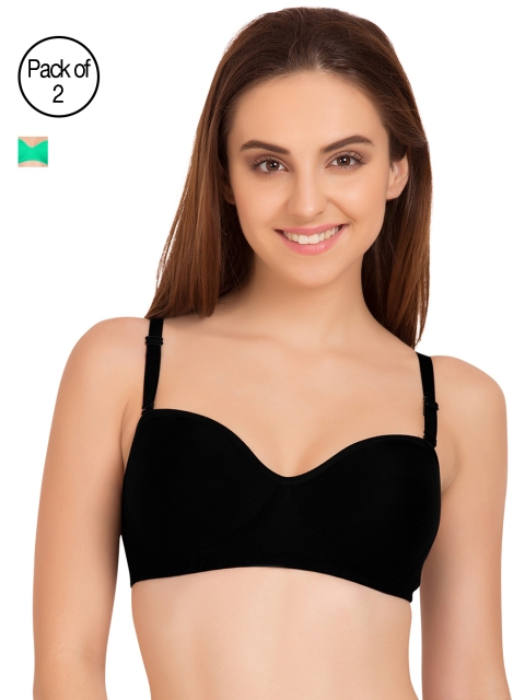 

Tweens Pack of 2 Solid Non-Wired Non Padded T-shirt Bras TW9101, Black