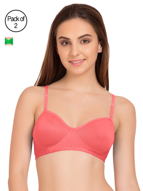 

Tweens Pack of 2 Solid Non-Wired Non Padded T-shirt Bras TW9101, Coral