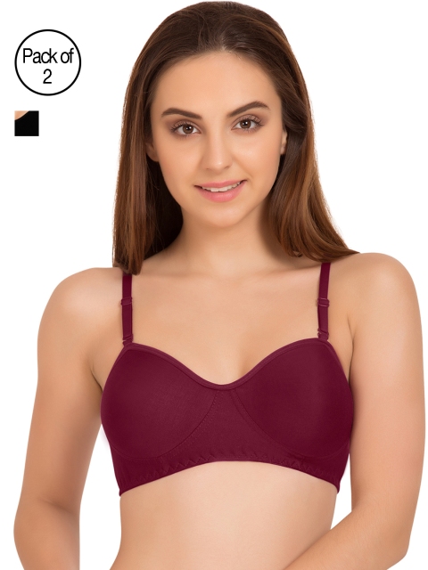 

Tweens Burgundy & Black Solid Non-Wired Non Padded T-shirt Bra