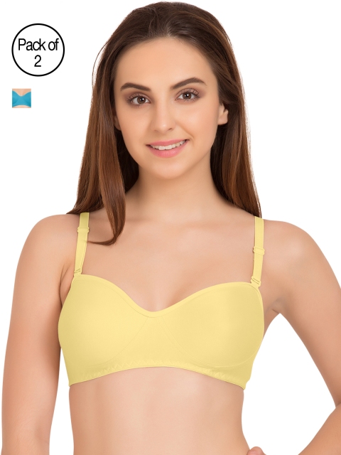 

Tweens Pack of 2 Solid Non-Wired Non-Padded T-shirt Bras TW9101, Yellow