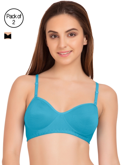 

Tweens Pack of 2 Solid Non-Wired Non-Padded T-shirt Bras TW9101, Blue