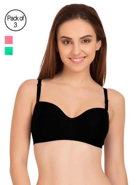 

Tweens Pack of 3 Solid Non-Wired Non-Padded T-shirt Bras, Black