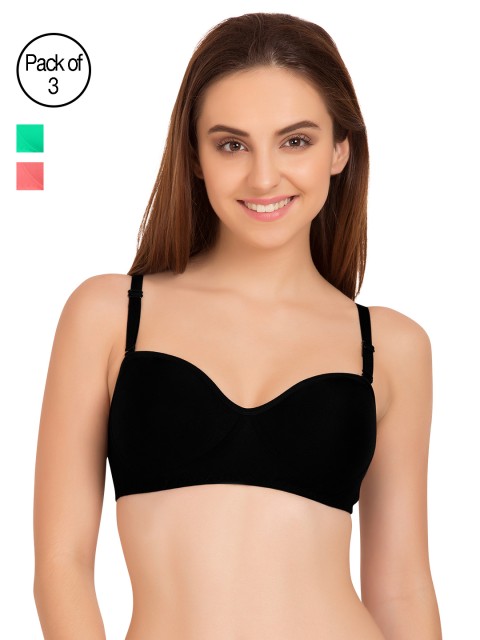 

Tweens Pack of 3 Solid Non-Wired Non-Padded T-shirt Bras, Black