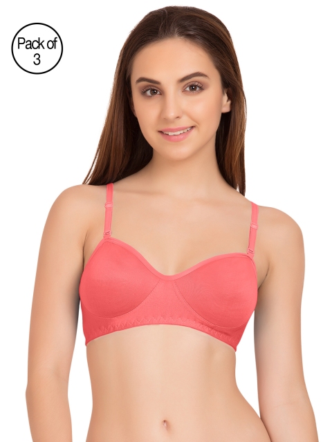 

Tweens Pack of 3 Coral Pink Solid Non-Wired Non Padded T-shirt Bras TW9101