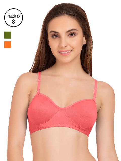 

Tweens Pack of 3 Solid Non-Wired Non-Padded T-shirt Bras, Pink