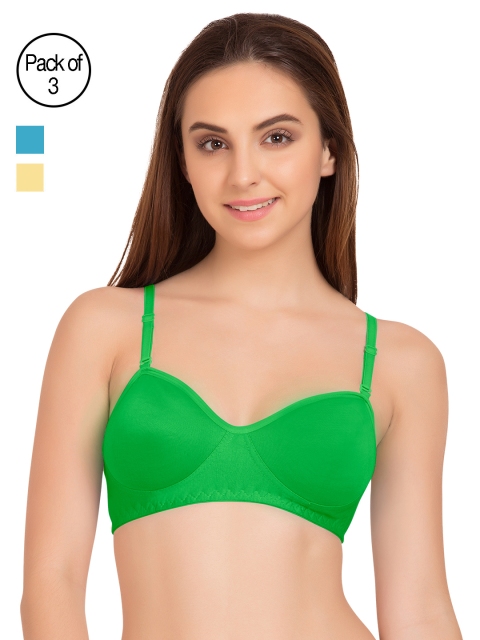 

Tweens Pack of 3 Solid Non-Wired Non-Padded T-shirt Bras, Green