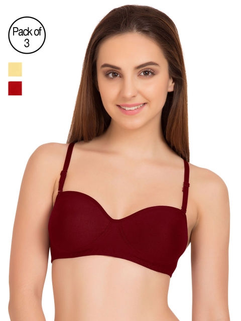 

Tweens Pack of 3 Solid Non-Wired Non-Padded T-shirt Bras, Burgundy