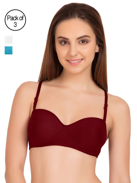 

Tweens Pack of 3 Solid Non-Wired Non Padded T-shirt Bras TW9101, Maroon