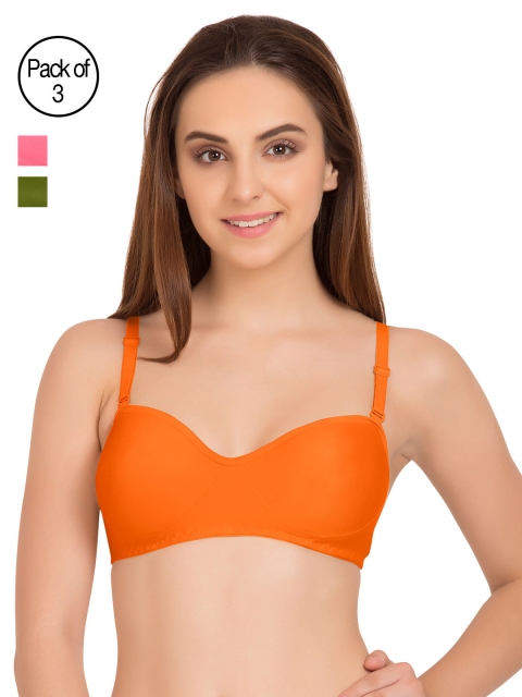 

Tweens Pack of 3 Solid Non-Wired Non-Padded T-shirt Bras, Orange
