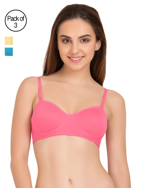 

Tweens Pack of 3 Solid Non-Wired Non-Padded T-shirt Bras, Blue