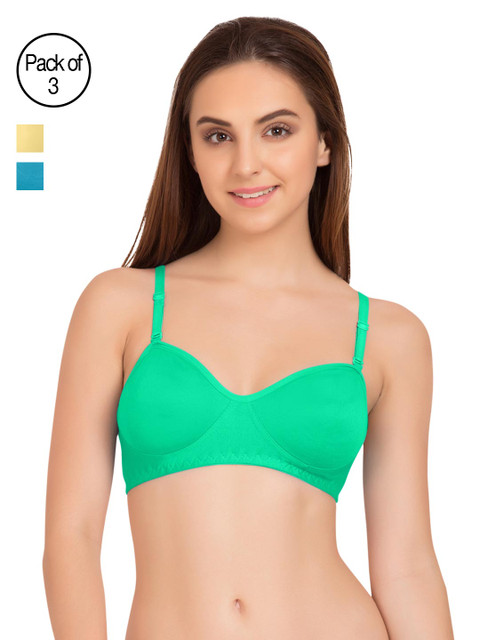 

Tweens Pack of 3 Solid Non-Wired Non-Padded T-shirt Bras, Blue