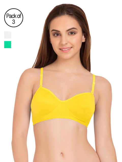 

Tweens Pack of 3 Solid Non-Wired Non-Padded T-shirt Bras, Yellow
