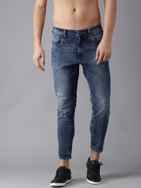 

HERE&NOW Men Blue Slim Fit Cropped Mid-Rise Clean Look Stretchable Jeans