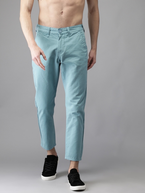 

HERE&NOW Men Blue Slim Fit Solid Cropped Chinos