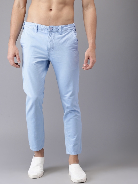 

HERE&NOW Men Blue Slim Fit Solid Cropped Chinos