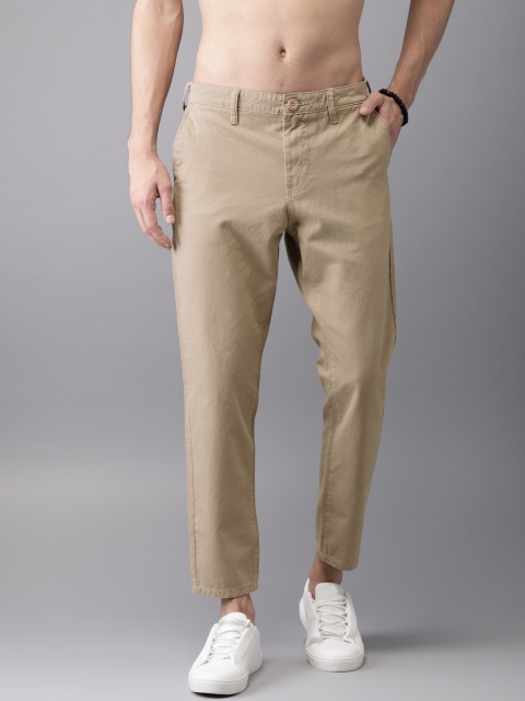 

HERE&NOW Men Khaki Slim Fit Solid Cropped Chinos