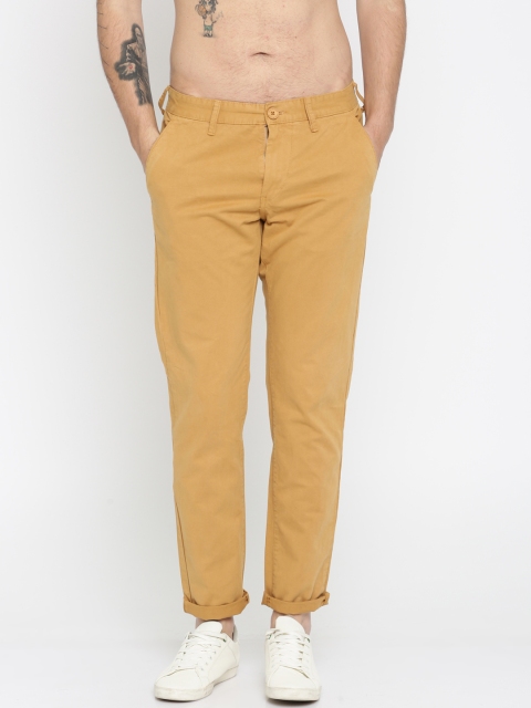 

HERE&NOW Men Mustard Yellow Slim Fit Solid Chinos