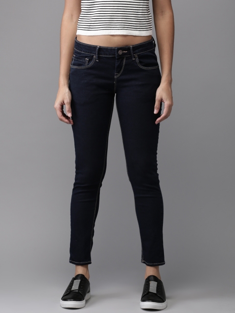 

Moda Rapido Women Blue Skinny Fit Mid-Rise Cropped Clean Look Stretchable Jeans