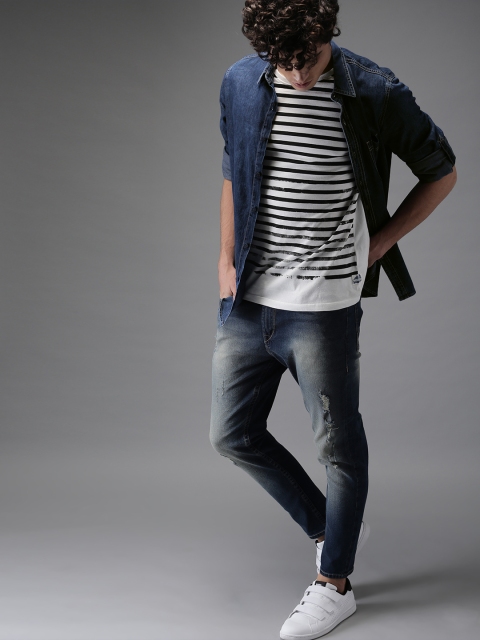 

HERE&NOW Men Blue Regular Fit Faded Denim Casual Shirt