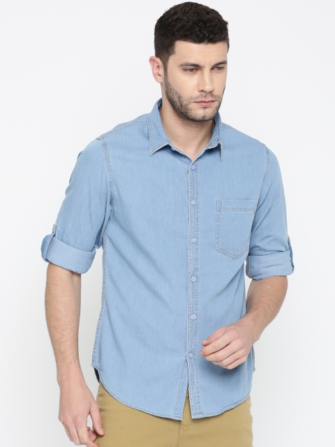 

HERE&NOW Men Blue Regular Fit Faded Denim Shirt