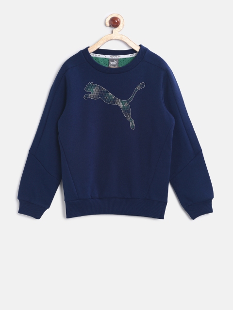 

Puma Boys Navy Blue Printed Hero Crew FL Sweatshirt