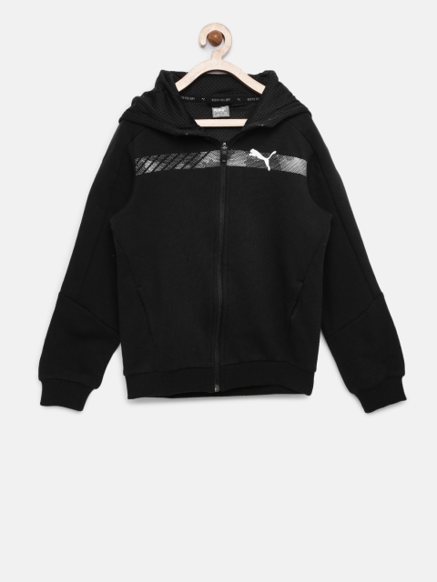 

Puma Boys Black Printed Hero FZ Hoody FL Sporty Jacket