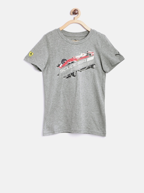 

Puma Boys Grey Melange SF Graphic Printed Round Neck T-shirt