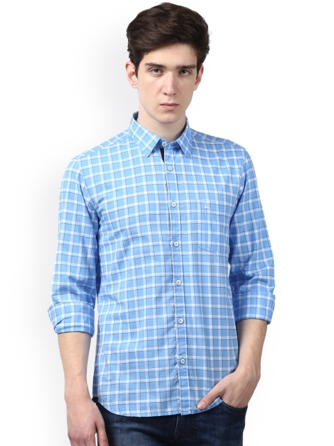 

Parx Men Blue Slim Fit Checked Casual Shirt
