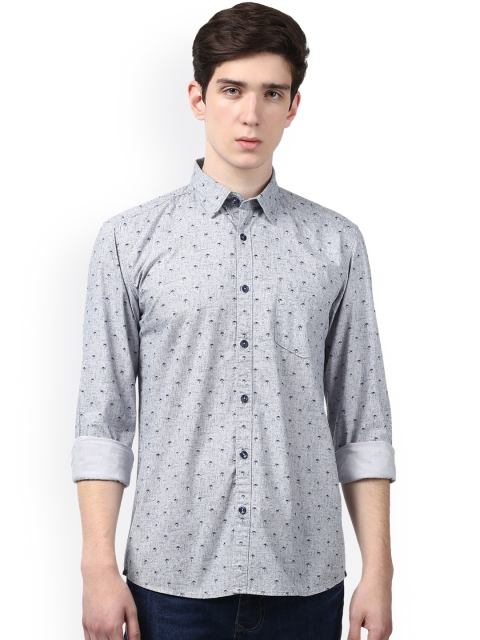 

Parx Men Grey Slim Fit Printed Casual Shirt