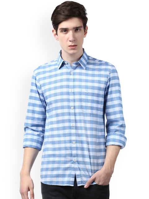 

Parx Men Blue Slim Fit Checked Casual Shirt