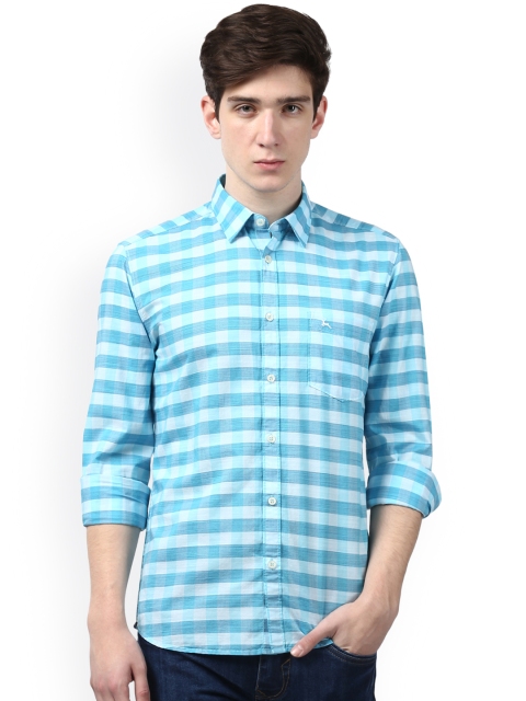 

Parx Men Blue Slim Fit Checked Casual Shirt