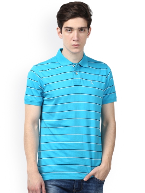 

Parx Men Blue Striped Polo Collar T-shirt