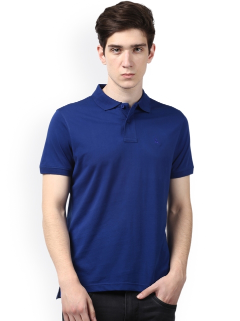 

Parx Men Blue Solid Polo Collar T-shirt