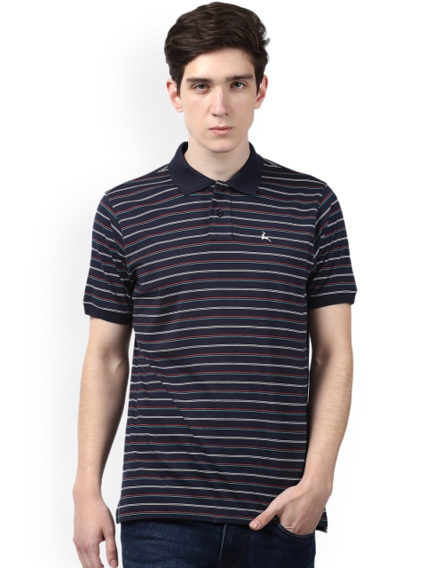 

Parx Men Blue Striped Polo Collar T-shirt